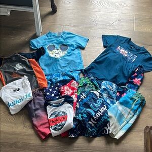 Hurley Blue and White Short Sleeve Tees